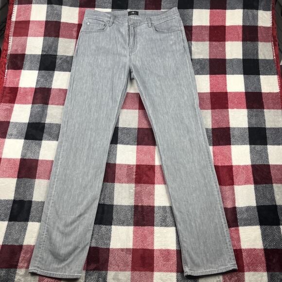 7 For All Mankind Jeans Mens 34x34"‎ Gray Slimmy Denim Pants 5 Pocket Stretch - Picture 1 of 11